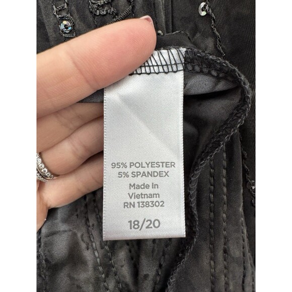 Avenue Women's Black Sequin Open Front Cardigan Blouse Duster Slinky 18/20 - Picture 7 of 11